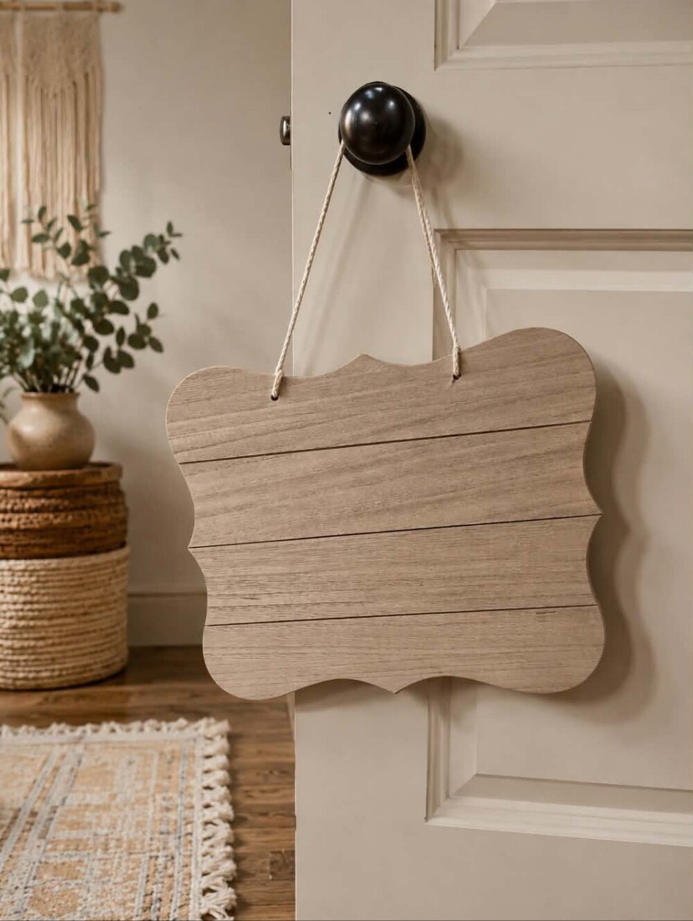 Neutral Wood-Tone Decorative Hanging Wall Plaque - Unbranded